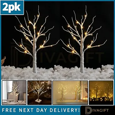 £19.99 • Buy 2 X LED Twig Birch Table Tree Light Up Holiday Xmas Christmas Lights 60cm NEW