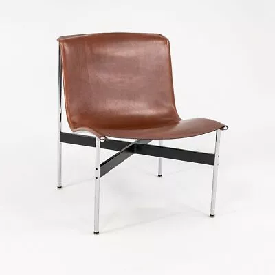 Gratz Industries Laverne TG-12 Sling Lounge Chair In Tan Leather W/ Chrome Frame • $5500