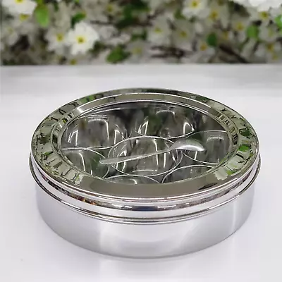 Spice Box Stainless Steel Masala Dabba With Individual Containers Kitchen Decor • $35.99