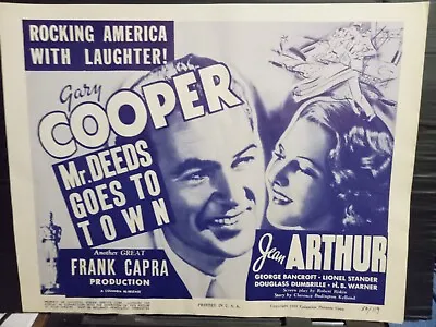 Title Card 1950rr MR. DEEDS GOES TO TOWN Gary Cooper Jean Arthur Frank Capra • $24.99
