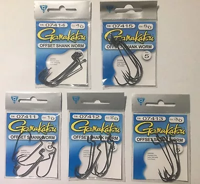 Gamakatsu Offset Shank Worm Hook  Size 5/0 4/0 3/0 2/0 1/0 NSB 07411-5 Choose • $4.50