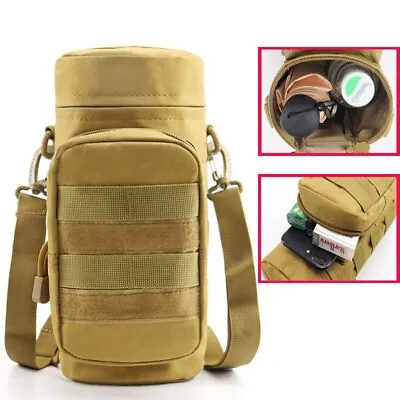 Tactical MOLLE Water Bottle Holder Military Style Water Pouch Hiking Kettle Bag • $12.49