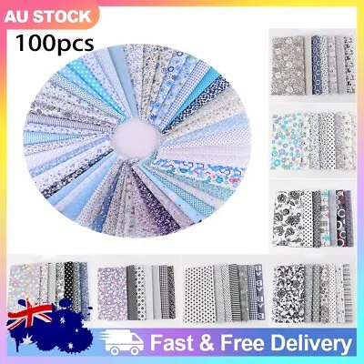 100Pcs Assorted Mixed Color Fat-Quarter Bundle Quilting Cotton Fabric SewingDIY • $24.80