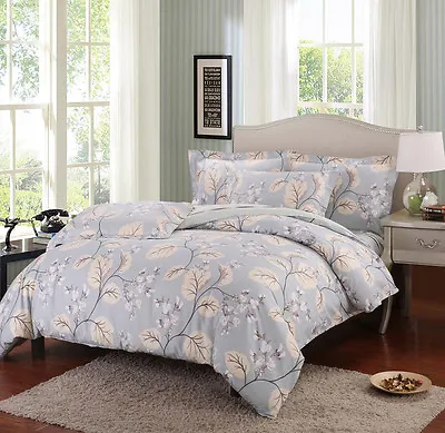 Catalpa Blossoms Cotton Duvet Cover Set:1 Duvet Cover 2 Pillow Shams Queen/King • $49.99