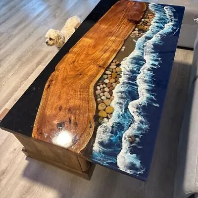 Resin Epoxy Table Ocean Wave Custom Dining Table Beach Design For House Decor • $1610.10