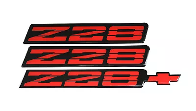 Set Of Z28 Rocker Panel & Rear Bumper Emblem For 82-92 Camaro 9192Z28 Black Red • $42.49