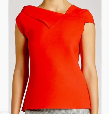 $479.85 • Buy ROLAND MOURET Raywell Wool-crêpe Top Size US 8 /  UK12  COLOR  POPPY RED 