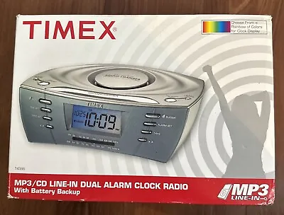 Timex T439S Dual Alarm Clock Radio Multi-Direction Sound Chamber Snooze CD MP3 • $35