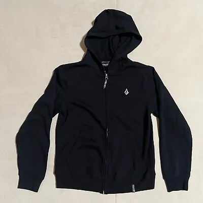 Volcom Boys Sweatshirt Full Zip Hoodie Medium Black W/ Embroidered Logo • $20