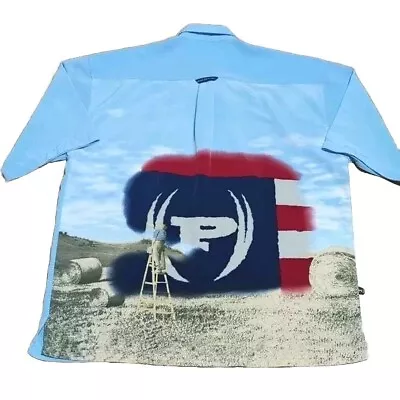 Vintage Phat Farm Overprint Blue Short Sleeves Casual Shirt XXL • $24.95