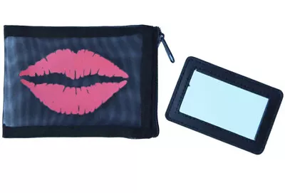 New Mesh Zip Lip Stick Gloss Makeup Pouch Case & Mirror Holds Lipsense Mac Nyx • $9.98