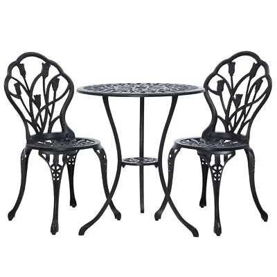 Gardeon 3 Piece Outdoor Setting Chairs Table Bistro Set Cast Aluminum Patio • $178.95