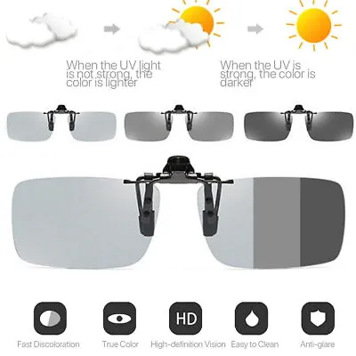 Photochromic Polarised Clip On Flip Sunglasses UV400 Polarized Fishing Driving • £4.99