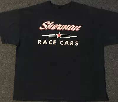 Vtg Sherman Race Cars Thrashed Faded Shirt XXL Grunge Biker Punk NASCAR 90s USA • $39.95