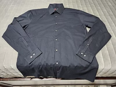Men's SZ L JF Ferrar Long Sleeve Button Down Shirt Black Slim Stretch EUC • $10.25
