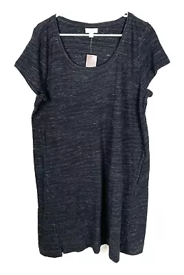 NWT J Jill Dress Knit Sweater Dress Black Large Short Sleeve Casual Midi • $44.99