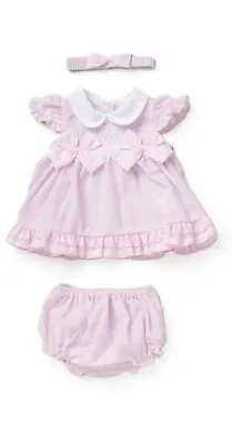 Baby Girl's Pink Frill Dress 3pc Set Baby Girl Dress Spring Baby 0-3 Months • £15.50