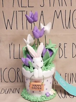 MARTHA STEWART Bunny In A Flower Pot Happy Easter Sign Spring Decor NEW! • £33.70