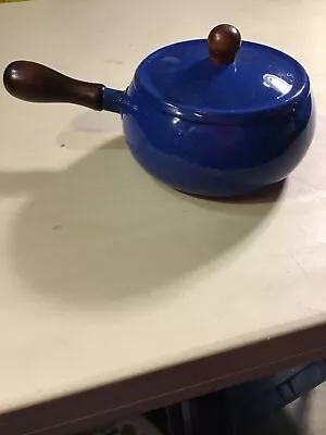 Solid Blue Fondue Pot Vintage Original In Very Good Condition • $15.75