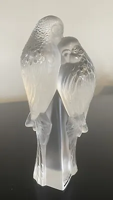 Lalique Crystal Eternal Love Two Parakeets Birds Statue Deux Perruches Mint • £419.43