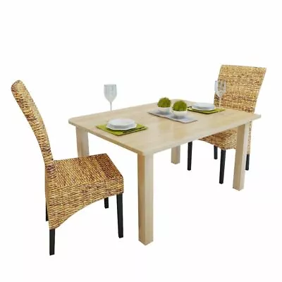 Dining Chairs 2 Pcs Abaca And Solid Mango Wood VidaXL • $386.08