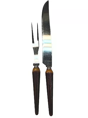 Sheffield Meat And Fork Carving Set Stainless Steel Faux Antlers Stag Handle • $15