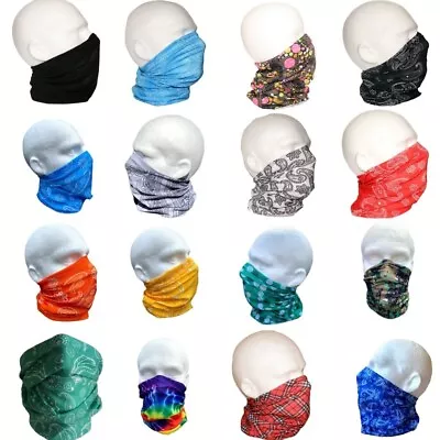 Biker Face Cover Scarf Tube Snood Unisex Washable Reusable Packable Mens Ladies • £3.02