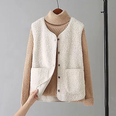 Warm Winter Coat Jacket Stylish Women's Neck Sleeveless Vest With Button Closure • $22.88