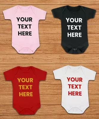 Personalised Your Text Here Baby Bodysuit Custom Boys Girls Vest Grow Clothes • £4.99