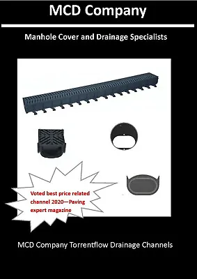 £3.05 • Buy Shallow Drainage Channel - Black Grates - Rated A15 - Driveway Storm Water 1M