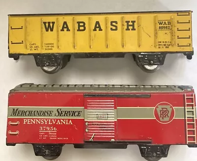 Set Of Two Mar Line Tin Train Cars Merchandise Service And Wabash Car • $22