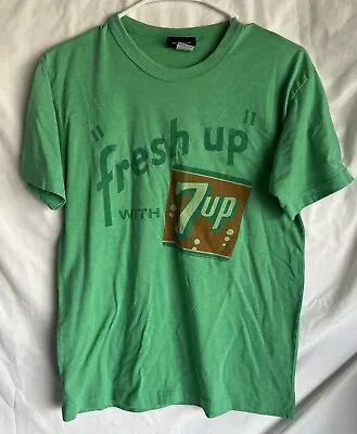 Vintage 7UP Freshen Up Mens Small Green T-Shirt Graphic Tee Soda Junk Food • $18.95