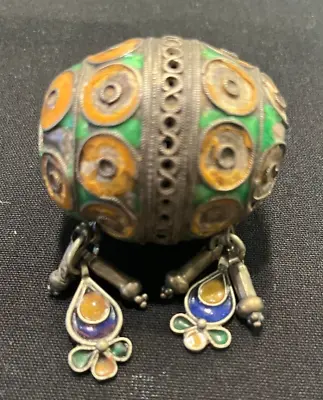 Early 20s Moroccan Style Silver Ball Pendent W/2 Ornamental Pendants • $70