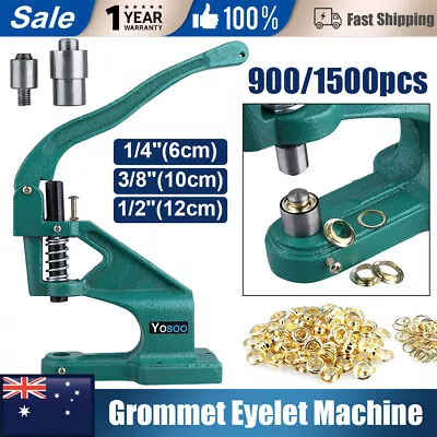 Grommet Eyelet Hole Punch Machine Hand Press Tool + 3 Dies + 900 / 1500 Grommets • $51.99