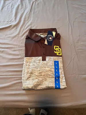 Mens San Diego Padres Majestic Brown/Grey Polo Shirt Stretch Multiple Sizes • $10