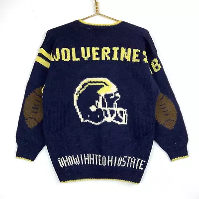 Vintage Michigan Wolverines Football Women's Knit Cardigan Sweater Size Large • $42.49