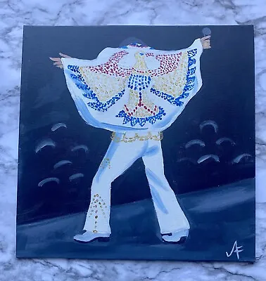 ‘The King’ Original Acrylic Painting Of Elvis On 12 X 12  Canvas. Unframed • $29