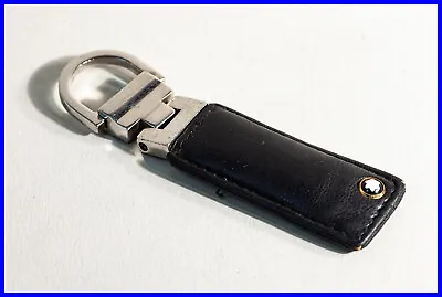 Vintage MONTBLANC Leather Goods Key Fob Loop In Black & Steel • $89