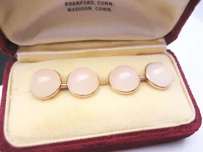 Antique Edwardian Art Deco Era 10K Gold Opal Moonstone Cabochon Cufflinks Button • $495