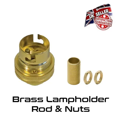 £7.45 • Buy Brass Lamp Holder UN Switched 1/2  Bayonet BC Bulb Holder & Threaded Rod  *UK*