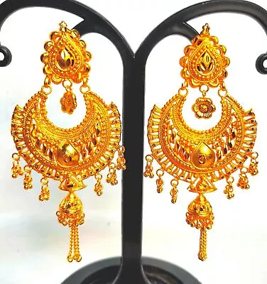 Indian 22K GoldPlated 2.5  Long Fashion Jhumka Jhumki Wedding Earrings Set Ja232 • $22.48