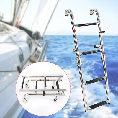 4 Step Boat Ladder Telescoping Swim Upper Platform Marine Yacht Stainless Steel • $52.64