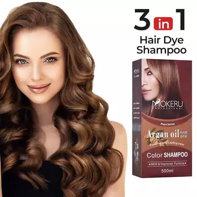 3 In 1 Natural Light Brown Hair Dye Shampoo Instant 100% Grey Coverage Unisex • $20.90