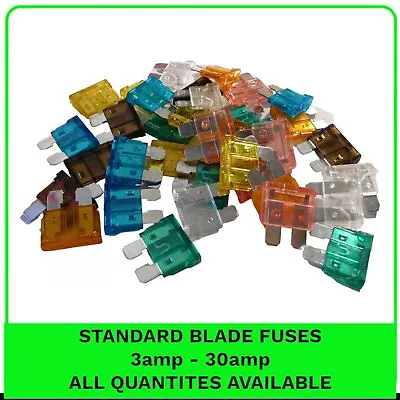 Standard Blade Fuse 3A 5A 7.5A 10A 15A 20A 25A 30A Auto Car Fuses ATM Bike • £4.95