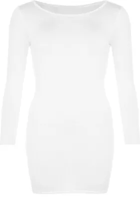 Womens Long Sleeve Bodycon Short Mini Dress Womens Top • £7.79