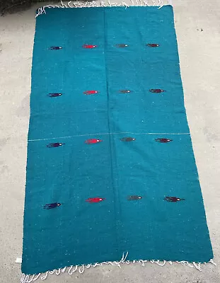 $80 • Buy Vtg Mexican Molina Indian Zapotec Altiplano Bird Wool Rug Serape Blanket 80 X 48