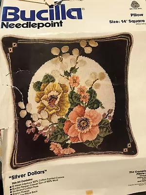 Silver Dollars Needlepoint Kit Bucilla Vintage 14” Square • $26.95