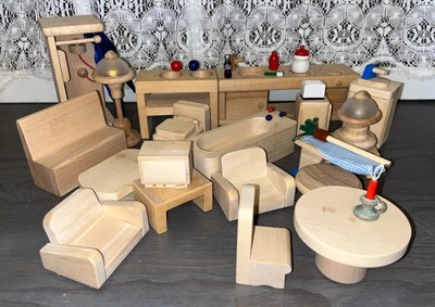 $57.99 • Buy 27pc LOT Ryans Room Melissa Doug Wood Dollhouse Furniture Kitchen Living Rm Bath