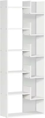 Tall 6 Tier Bookshelf Wooden Bookcase Divider Collectables Display Shelves White • £54.90