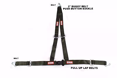 Off Road 2 Buggy Snap Clip In Seat Belt 3 Point V Harness Military Green • $44.95
